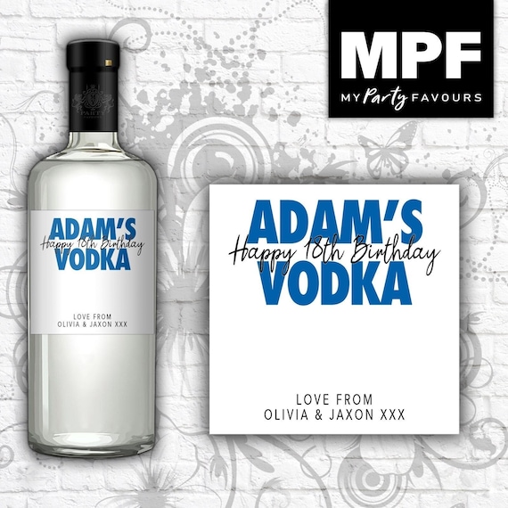 Personalised Birthday Vodka Bottle Label - Funny Novely Gift - Any Name & Age