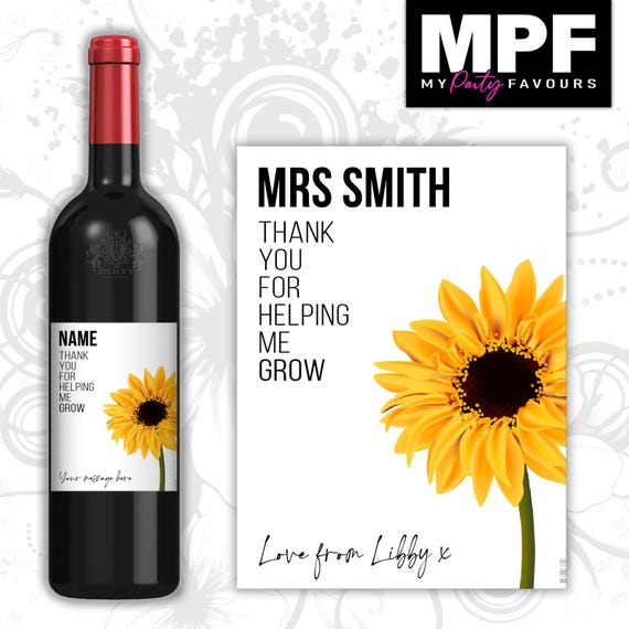 Teacher Wine Label Sticker Personalised Thank You Gift Childminder Carer - MPF