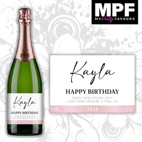 Personalised Birthday Champagne/Prosecco Bottle Label - 4 Styles Available