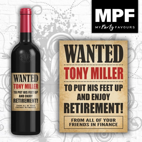 Personalised Retirement Wine/Gin/Vodka Bottle Label