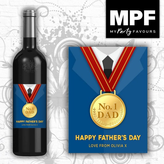 Personalised Father's Day Wine Gin Vodka Bottle Label Fathers - Suit & Tie