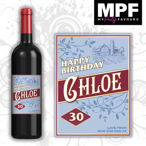 Birthday Wine Label Sticker Personalised Jam xmas Bottle Gift Shed - MPF