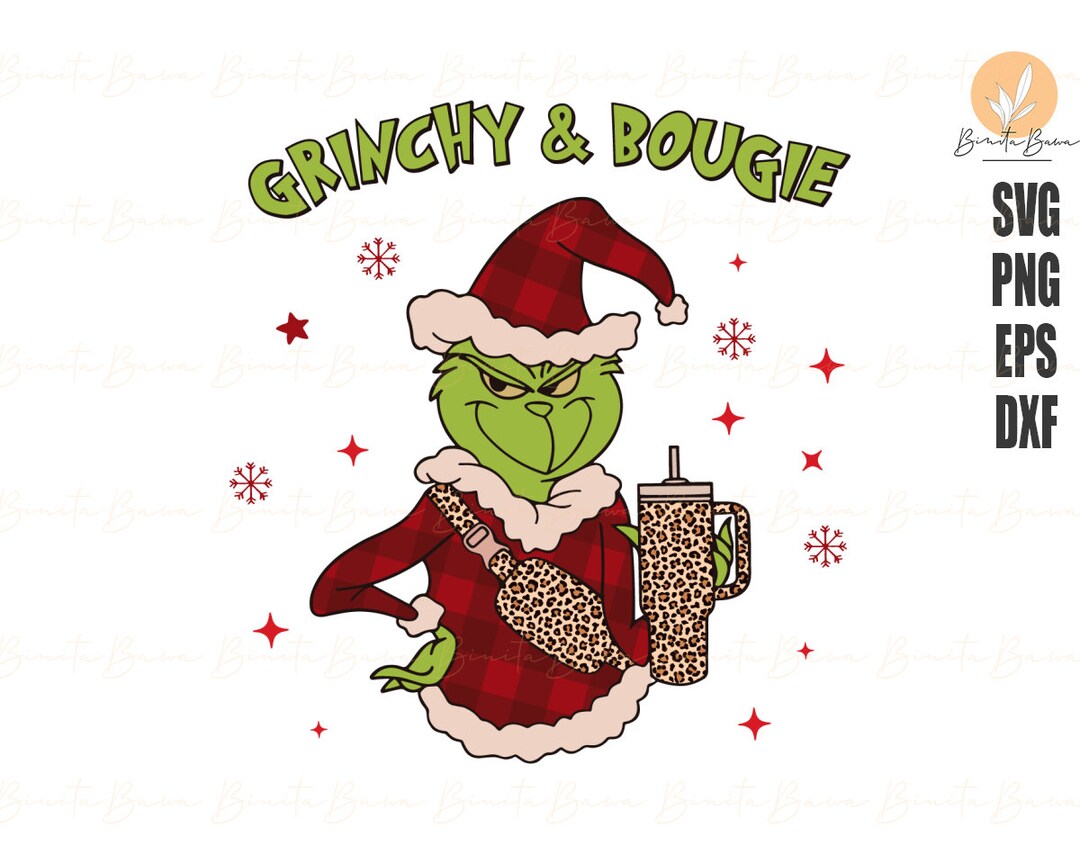 Grinchy and Bougie Christmas Tumbler SVG Graphic Design File Etsy