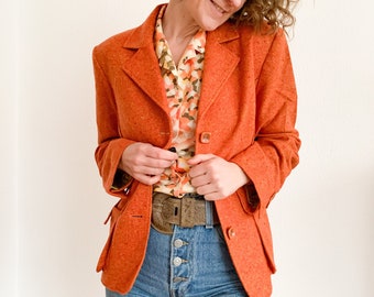 Trachtenjacke Orange, Wollblazer, Trachtenmode, Made in Germany, Slowfashion, Einzelstück