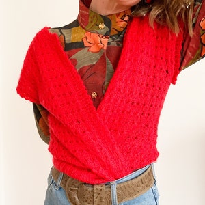Handmade vintage vest, knitted vest, waistcoat, crochet look, feminine, slow fashion, oversize, unique, one-of-a-kind