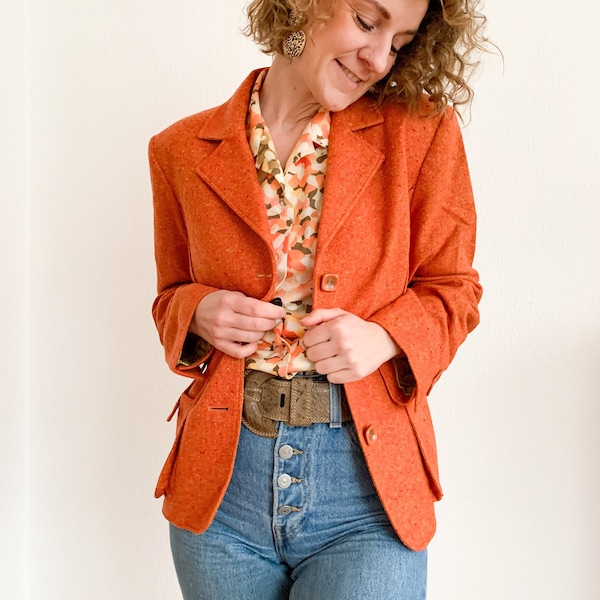 Trachtenjacke Orange, Wollblazer, Trachtenmode, Made in Germany, Slowfashion, Einzelstück