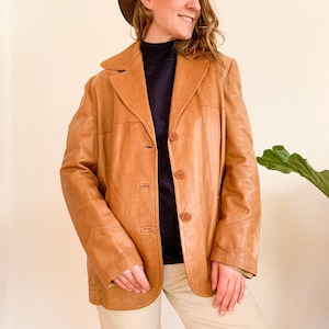 veste en cuir femme vintage / blazer en cuir | Marron | Créations à Pelle | Mode cuir | Surdimensionné | élégant, féminin | Unique
