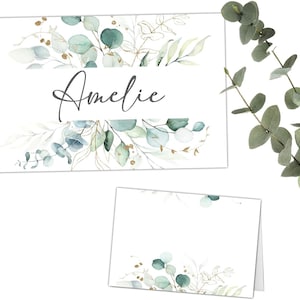 25 Tischkarten Hochzeit Platzkarten Sitzplatzkarten Namenskarten Namensschilder Eukalyptus Hochzeitsfeier Hochzeitsgäste Boho #I02