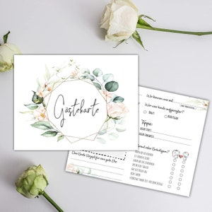 25 Gästekarten für Hochzeit Gästebuchkarten Hochzeitsspiel Hochzeitsgäste Gästebuchseiten Brautpaar Gästekarten zum Ausfüllen Boho #J04