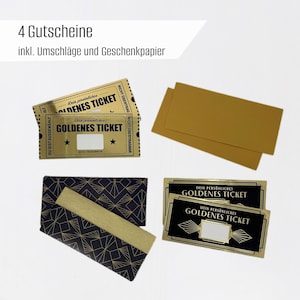 4 x Gutschein zum selber ausfüllen mit Rubbelaufkleber - personalisierbar - Geburtstag, Geschenk, Glückwunschkarte inkl. Geschenkpapier