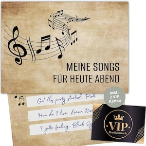50 Vintage Musikwunschkarten inkl. VIP Karten Hochzeit Musikwunsch Dj Karten Geburtstag Boho Musikwünsche Musikkarten Partykarten #G18