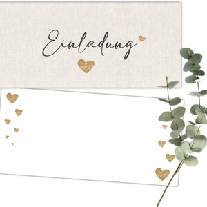 25 Einladungskarten Einladung zur Hochzeit Taufe Einladung Geburtstag Einladungskarten Kommunion klassisches Design DIN lang #B06
