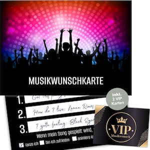 50 Musikwunschkarten inkl. VIP Karten Party Musikwunsch Dj Karten Geburtstag Retro Musikwünsche Musikkarten Partykarten #G16