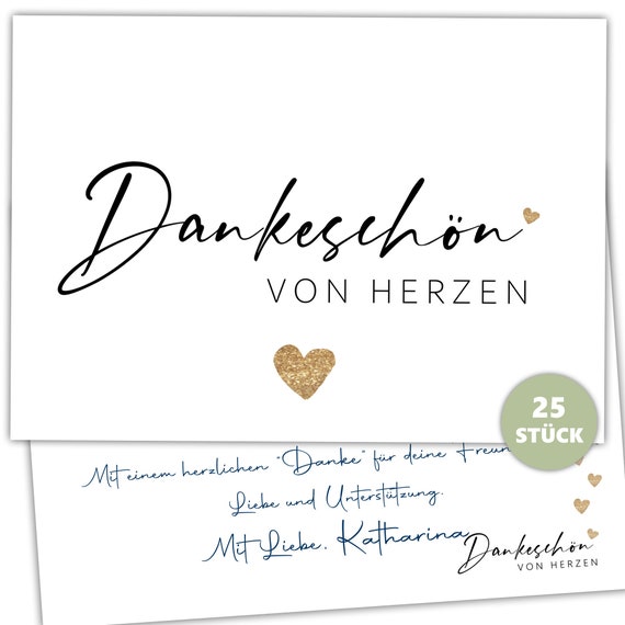25 Dankeskarten Auf 300g Cremepapier – Edle Danksagungskarten Für Hochzeit, Kommunion & Mehr