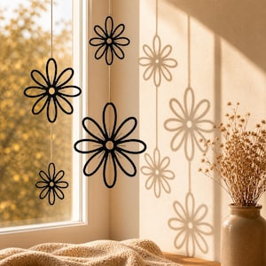 Fensterdeko Blumen mit Schatteneffekt – Boho Sonnenfänger für warmes Licht im Raum | Minimalistische Geschenkidee