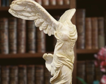 Statue. Victory of Samothrace. 14.57in. Marble finish. Handmade in Europe.