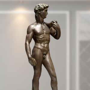 Sculpture David by Miguel Angel. 65 cm (25.6 in). Molded Marble. Handmade in Spain. Reproductions of classic art for decoration and gift.