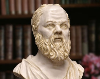 Socrates Bust. 33 cm (13 in). Molded Marble. Handmade in Spain. Reproductions of Classic Sculptures for Decoration and Gift.