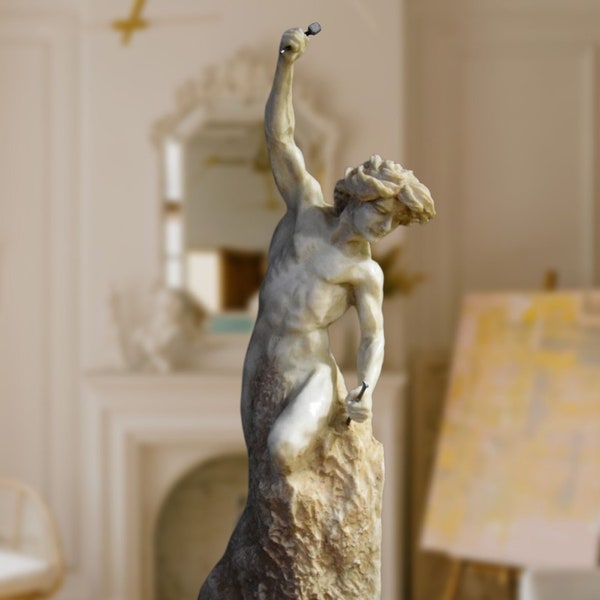 Sculpture "Self-made man". 22.44 in. Handmade in Europe.