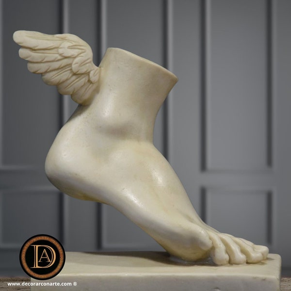 Winged foot. Fragment of statue of Hermes. 8.66in. Marble finish. Made in Europe