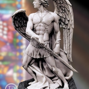 Handmade Archangel Michael Alabaster Sculpture: Religious Art From Spain
