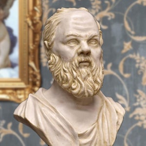 Socrates Bust. 33 cm (13 in). Molded Marble. Handmade in Spain. Reproductions of Classic Sculptures for Decoration and Gift.