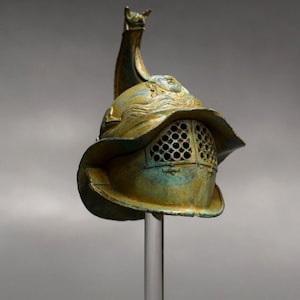 Gladiator Helmet. 22 cm (8.66 in). Cast bronze. Ancient Rome art reproductions. Handmade in Europe. Decoration and gifts