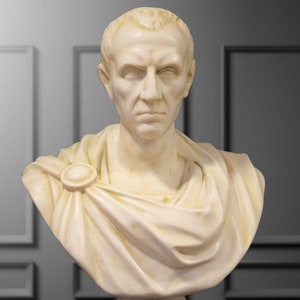 Bust of Julius Caesar. Molded marble. 25.2in. Hand made in Europe.