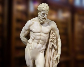 Sculpture of Hercules Farnese. Molded marble. 60 cm (23.6 inches). Handmade in Spain. Ancient art reproduction. Decoration and gift