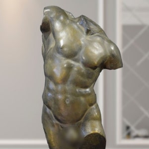 Torso of Hercules. Bronze patina. Height: 15.35in. Handmade in Europe.