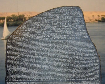 Rosetta Stone. 11.81in. Black finish. Egyptian reproductions. Handmade in Europe.