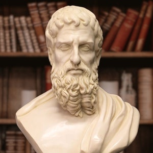 Busto del filósofo Epicuro. 12.6 pulgadas. Fabricado a mano en Europa.