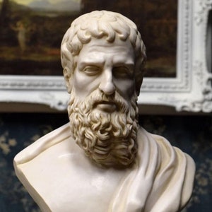 Büste des Philosophen Epikur. Handgefertigt in Europa.