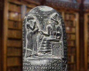 Code of Hammurabi Reproduction: 11&quot; Mesopotamian Figure, Molded Marble