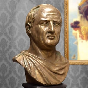 Bust of Cicero. Height 38 cm (15 in). Bronze patina. Molded Marble. Handmade in Spain. Reproductions of classic art for decoration and gift.