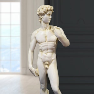 Michelangelo&#39;s David Statue: 24.4&quot; Renaissance Marble Reproduction