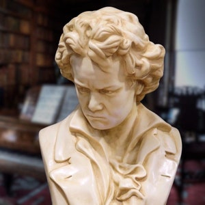 Beethoven Bust: Molded Marble Sculpture, Handmade Art Reproduction (19.7 in)