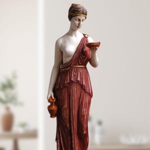 Statue of Hebe. Polychrome. 25in. (63 cm) Handmade in Europe.