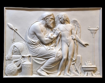 Relief of Cupid and Anacreon. Thorwaldsen. 66 x 48 cm (25.98x 18.90 in). Molded marble reproduction