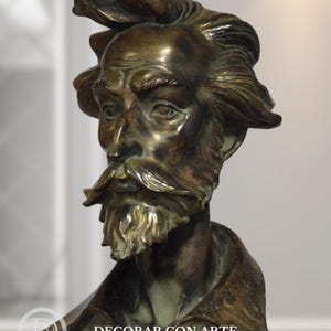 Bust of Don Quixote. Bronze patina. 15.35in. Made in Europe