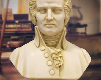 Mozart Bust. Height 29 cm (11.4 inches). Molded Marble Sculpture, Handmade Art Reproduction.