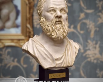 Handgefertigte Sokrates Büste. 33cm (13 Zoll). Geformte Marmorskulptur, Klassisches Dekor.