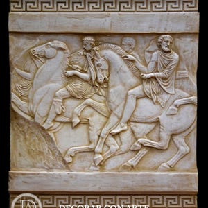 Marble Horse Bas-Relief Sculpture: Panathenaic Procession Wall Art