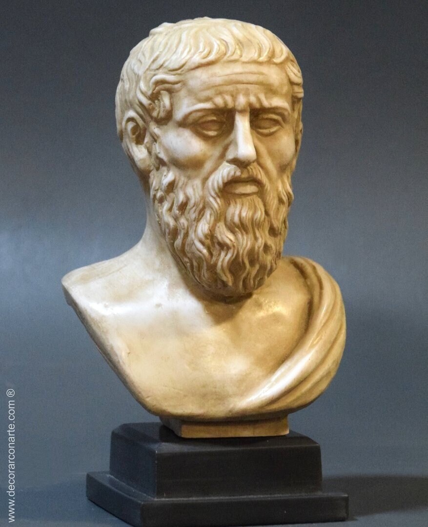 Bust of Plato. 9 In. Greek Philosopher. Made in Europe 