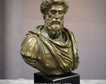Bust Marcus Aurelius. Bronze patina. 24 cm. (9.45 inches). Stoic philosopher. Handmade in Europe.
