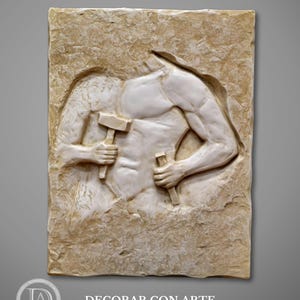 Self-Made Man Relief Sculpture: Moulded Marble Art Reproduction