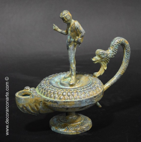 Apollo Oil Lamp. 17x15 cm (6.69x5.91 in). Cast Bronze. Ancient Rome Art Reproduction