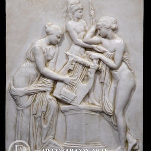 Handmade Marble Bas-Relief of Muses: Ancient Roman Art Reproduction