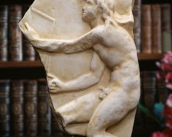 God Kairos Relief. 25 cm (9.8 inches). Molded Marble Archaeological Reproduction, Handmade in Spain
