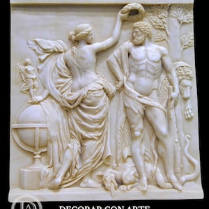 Relief. Hercules Crowned by Glory. 50 cm (19.69 in) Molded marble reproduction. Handcrafted in Spain. Reproductions of art